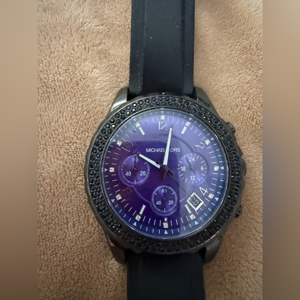 Michael Kors Y2K Black and Purple Watch - Picture 2 of 3